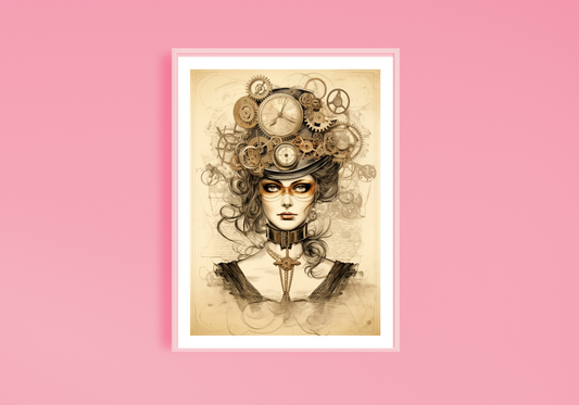 Steampunk Portrait A Art Print