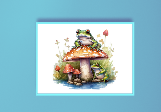 Frog & Toadstool Art Print