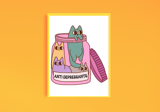 Kitty Antidepressants Art Print