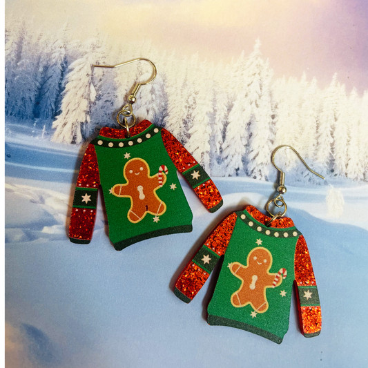 Gingerbread Christmas Jumper Earrings