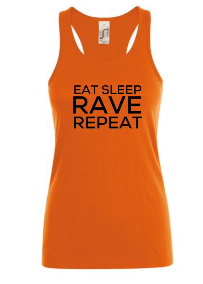 EAT SLEEP RAVE REPEAT Orange Vest