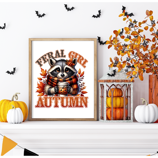 Feral Girl Autumn Art Print