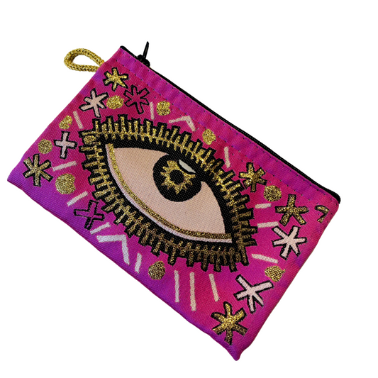 Pink & Gold Eye Purse Pouch