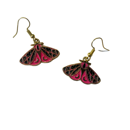 Pink Moth Earrings