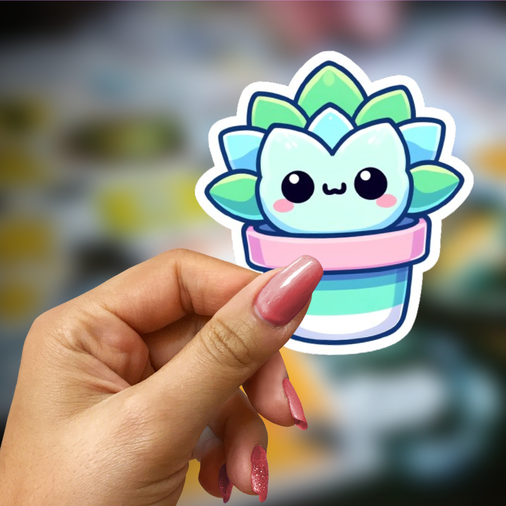 Kitty Kawaii Cactus Sticker