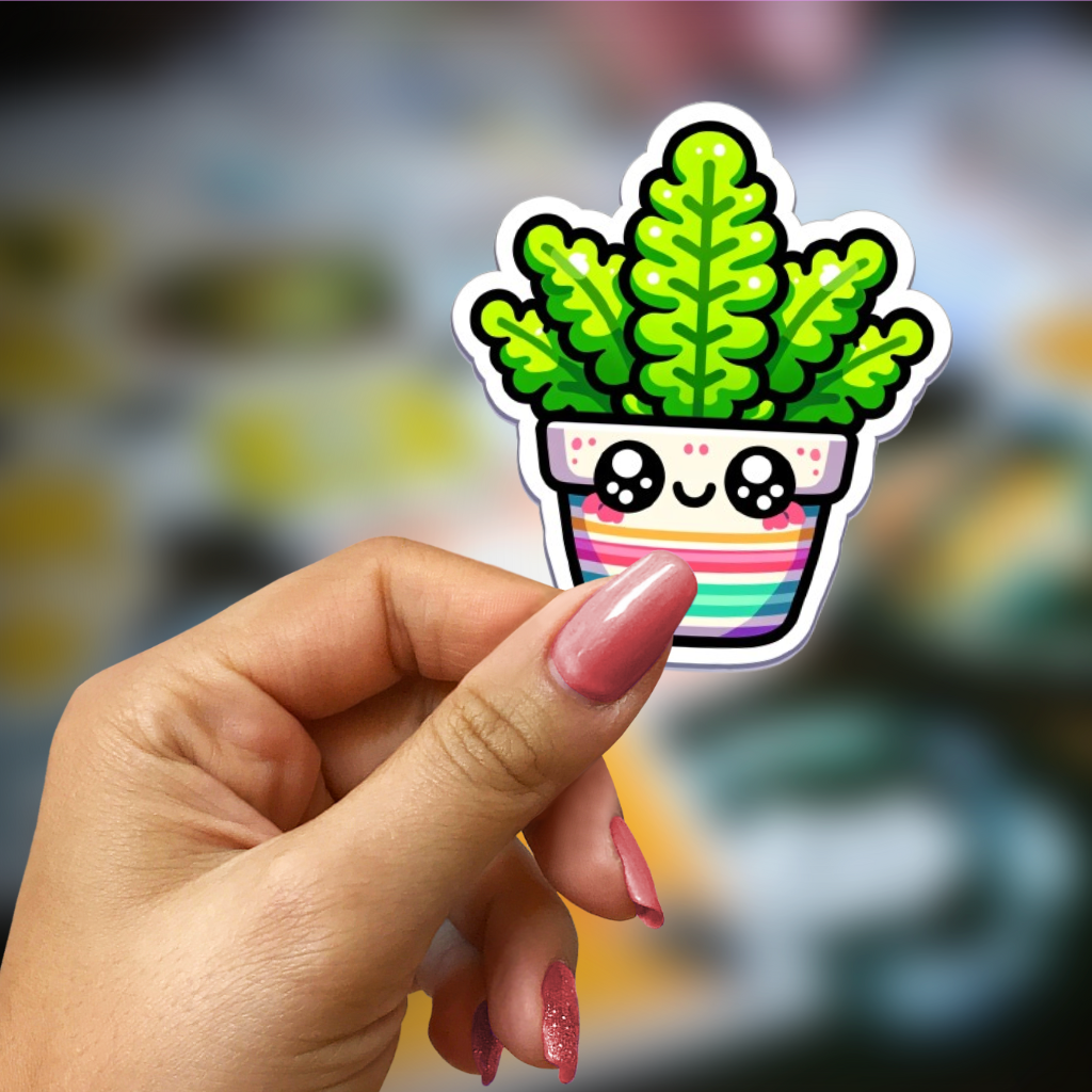 Rainbow Kawaii Cactus Sticker