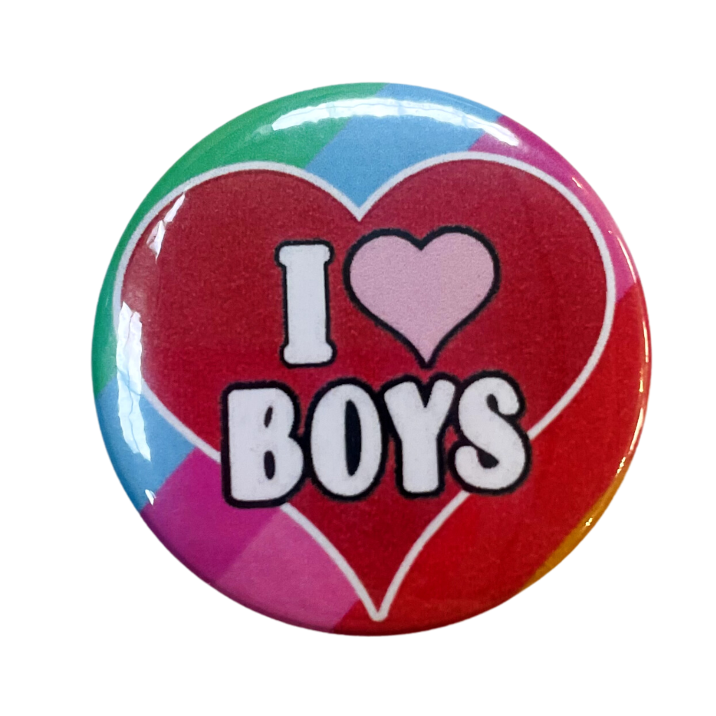 I HEART BOYS Button Pin Badge