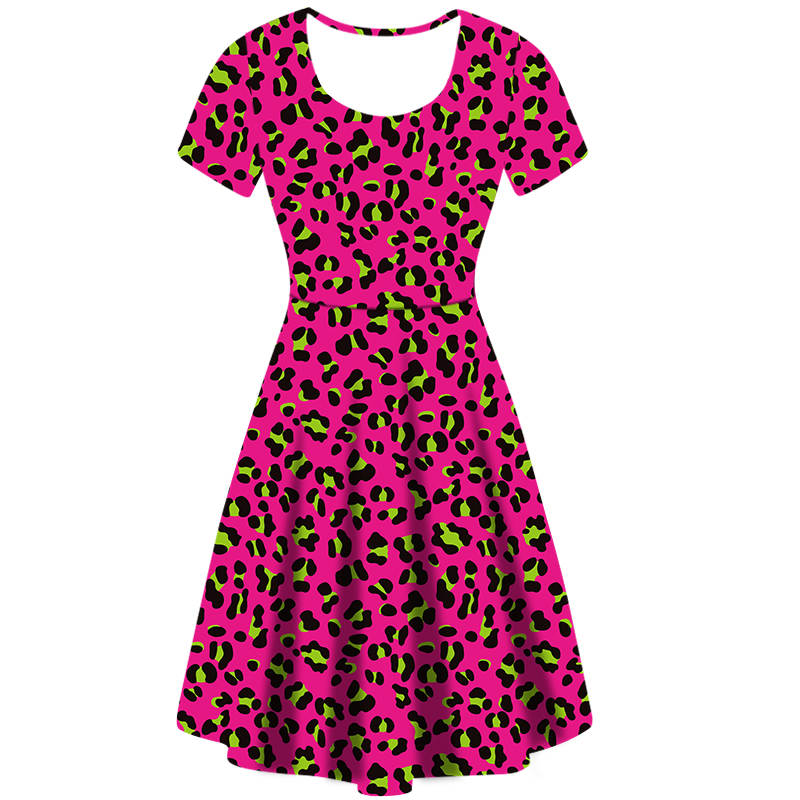 Bright Leopard Print Skater Dress