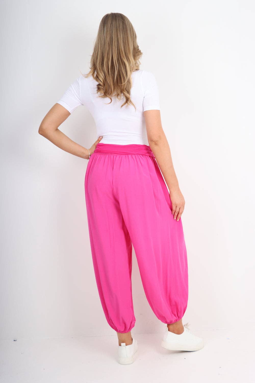 Fuchsia Italian Plain Harem Pants