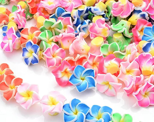 10 Clay Flower Beads