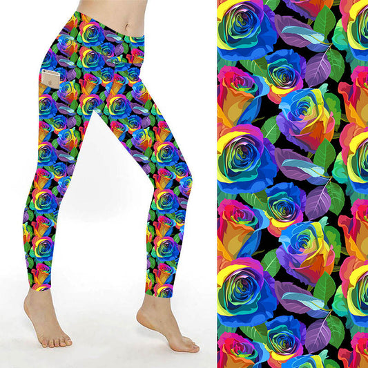 Rainbow Rose Leggings