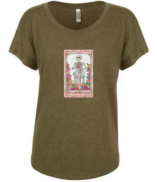 The Coffeholic Tarot Card Loose Fit Tee