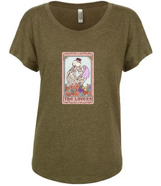 The Lovers Megapint  Tarot Card Loose Fit Tee