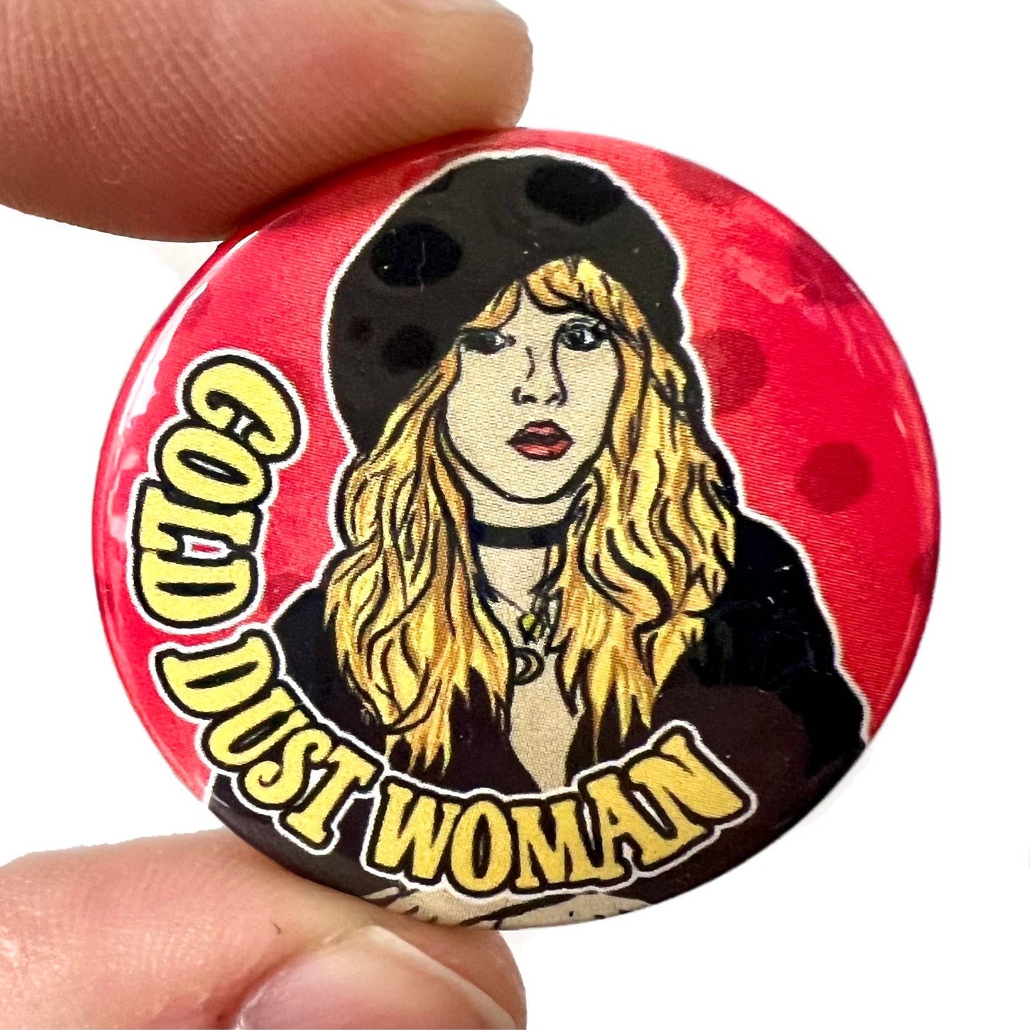 Gold Dust Woman Stevie Nicks Button Pin Badge