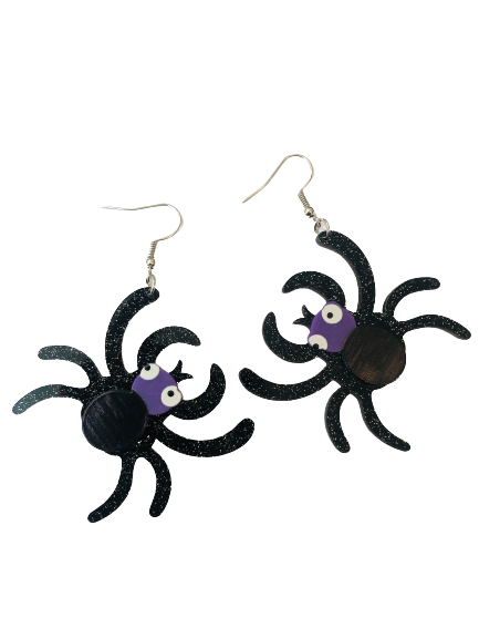 Glittery Spider Earrings