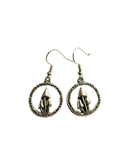 Silver Toadstool Earrings