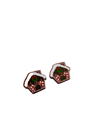 Gingerbread House Clip on Earrings