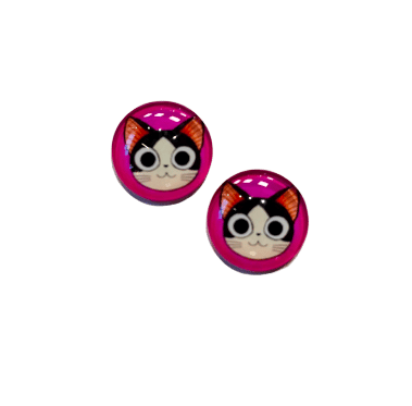 Pink Cat Clip on Earrings