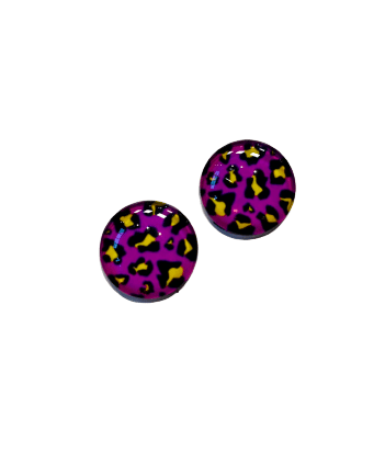 Pink & Yellow Leopard Clip on Earrings