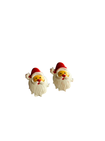 Father Christmas Face Clip on Earrings