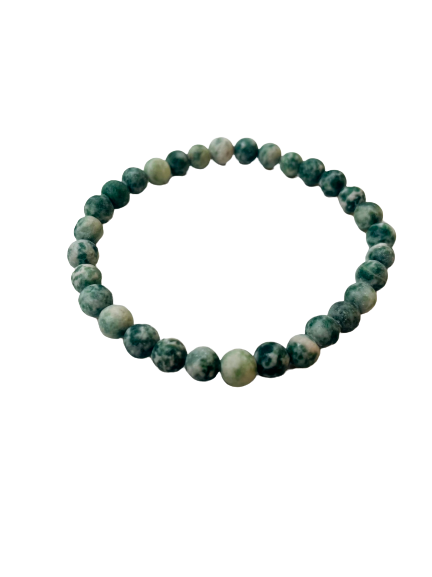 Frosted Green Glass Bead Bracelet