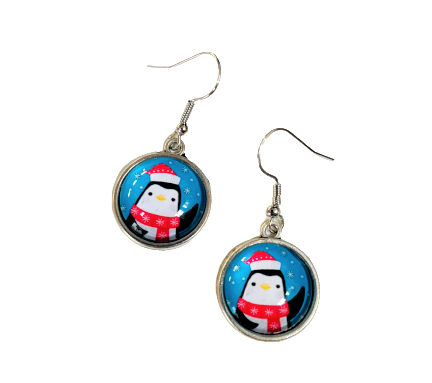 Waving Penguin Earrings