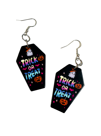 Trick or Treat Coffin Earrings