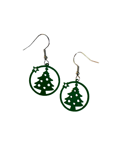 Green Filigree Tree Earrings