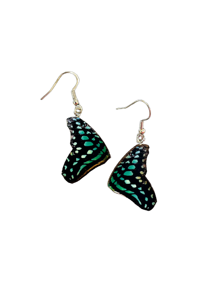 Green Butterfly Wing Earrings