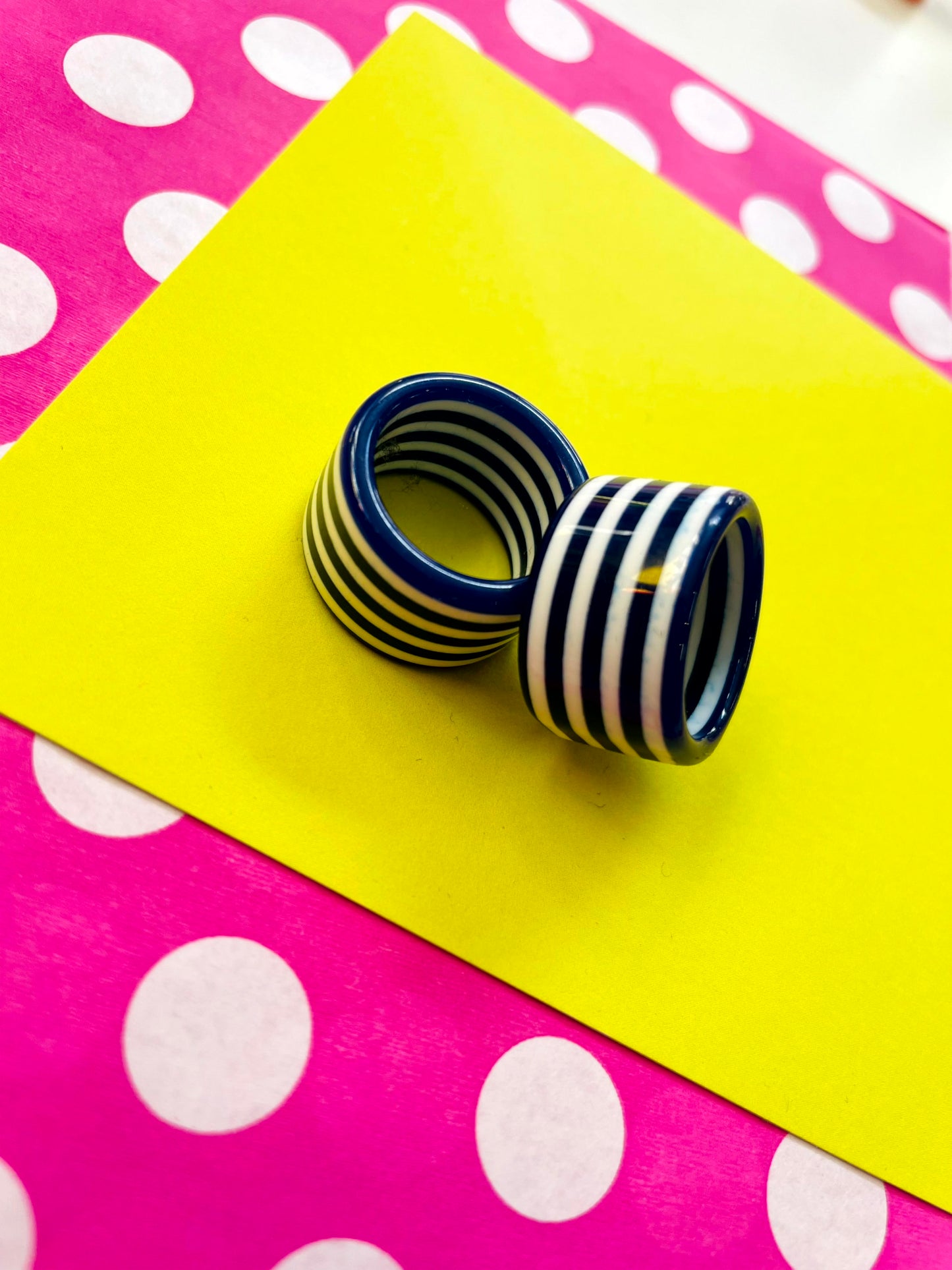 Navy Striped Ring