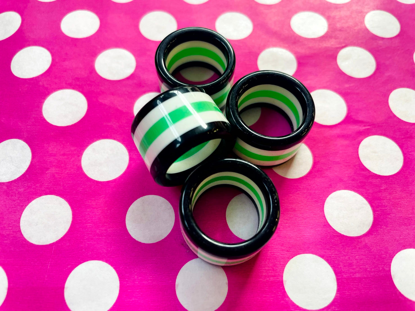 Black & Green Striped Ring