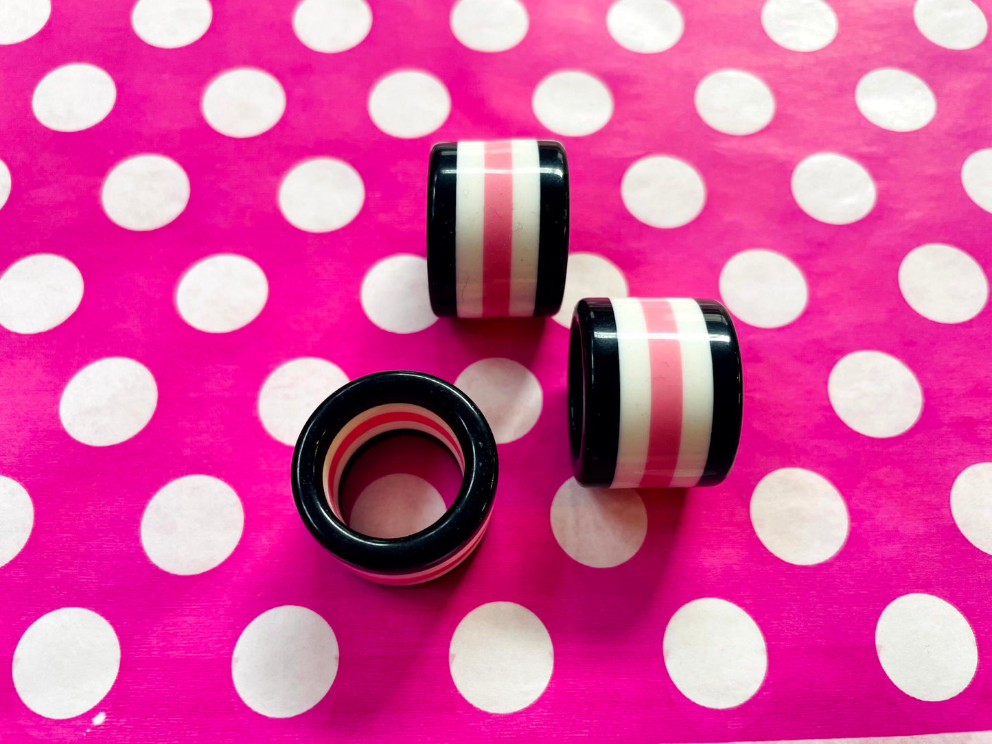 Black & Pink Striped Ring