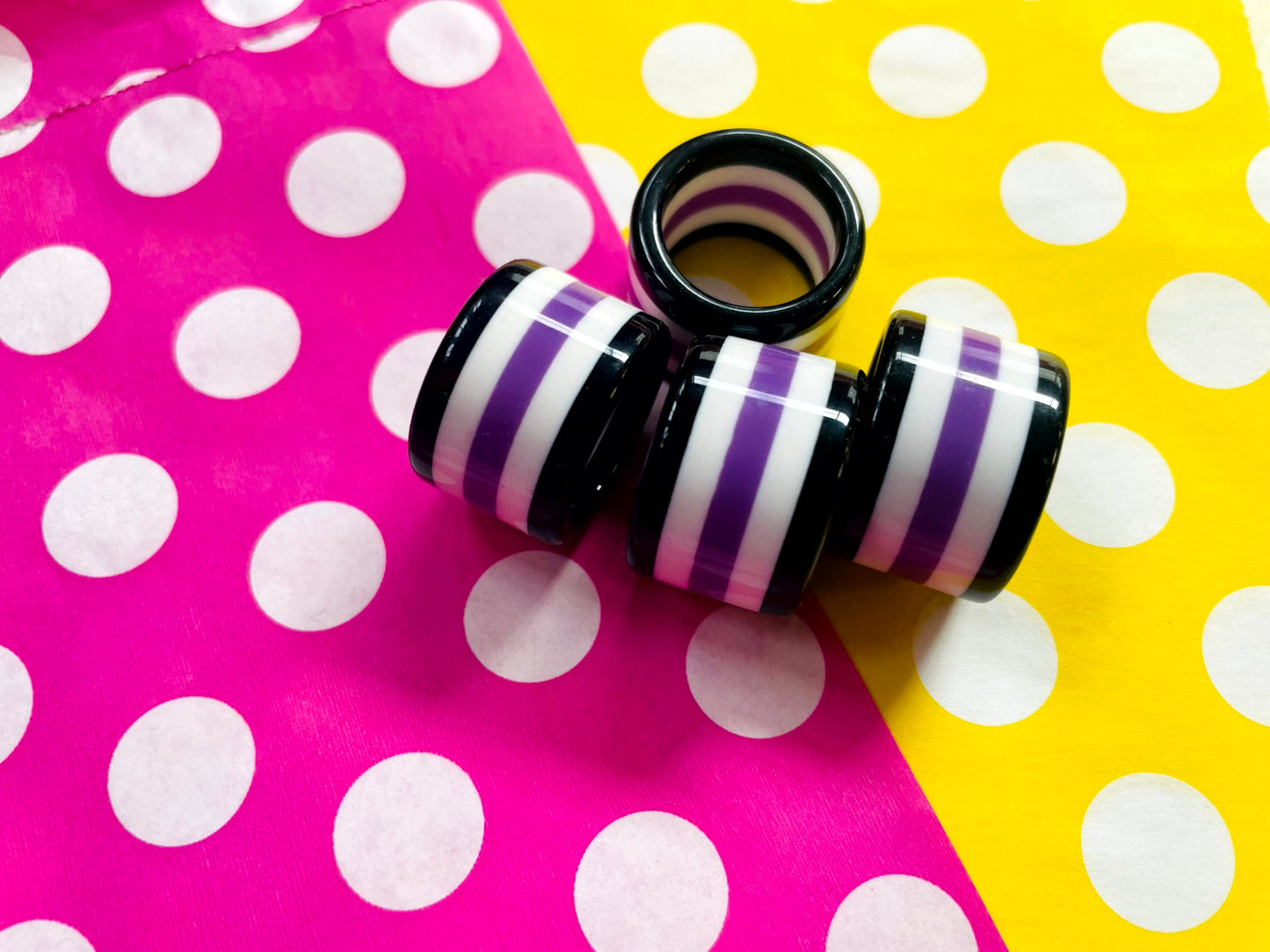 Purple & Black Striped Ring