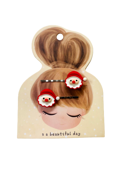 Father Christmas Face Hair Slides