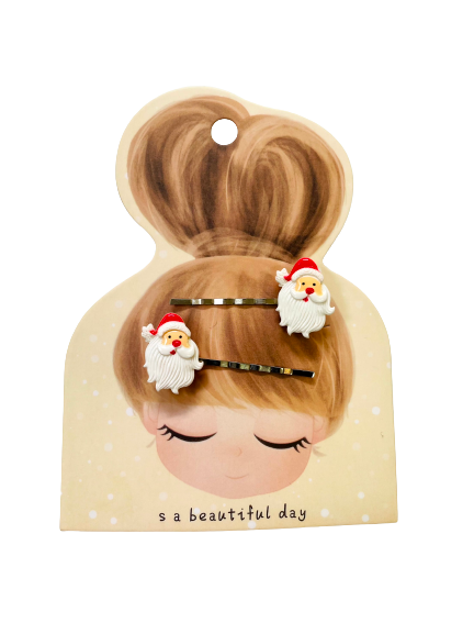 Santa Face Hair Slides