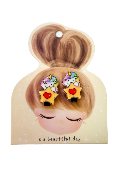 Star Unicorn Hair Clips