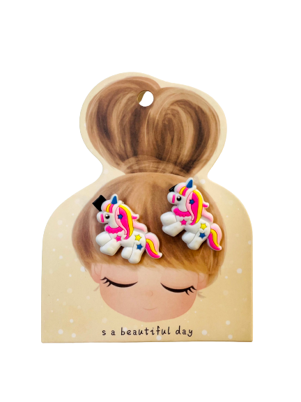 White Unicorn Hair Clips