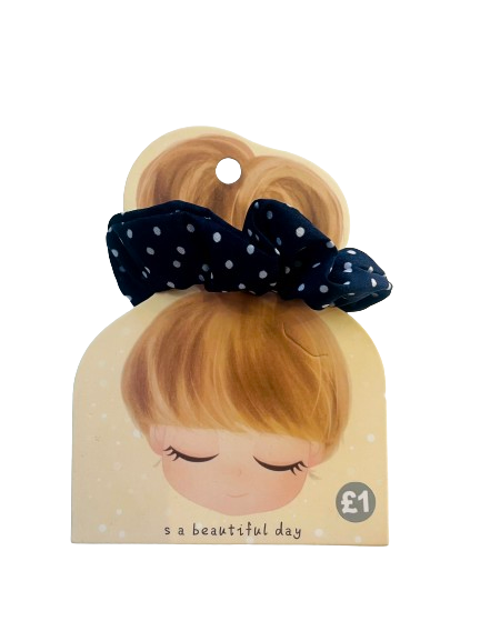 Navy Polka Dot Scrunchie