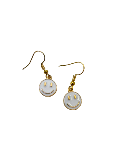 White Smiley Face Earrings