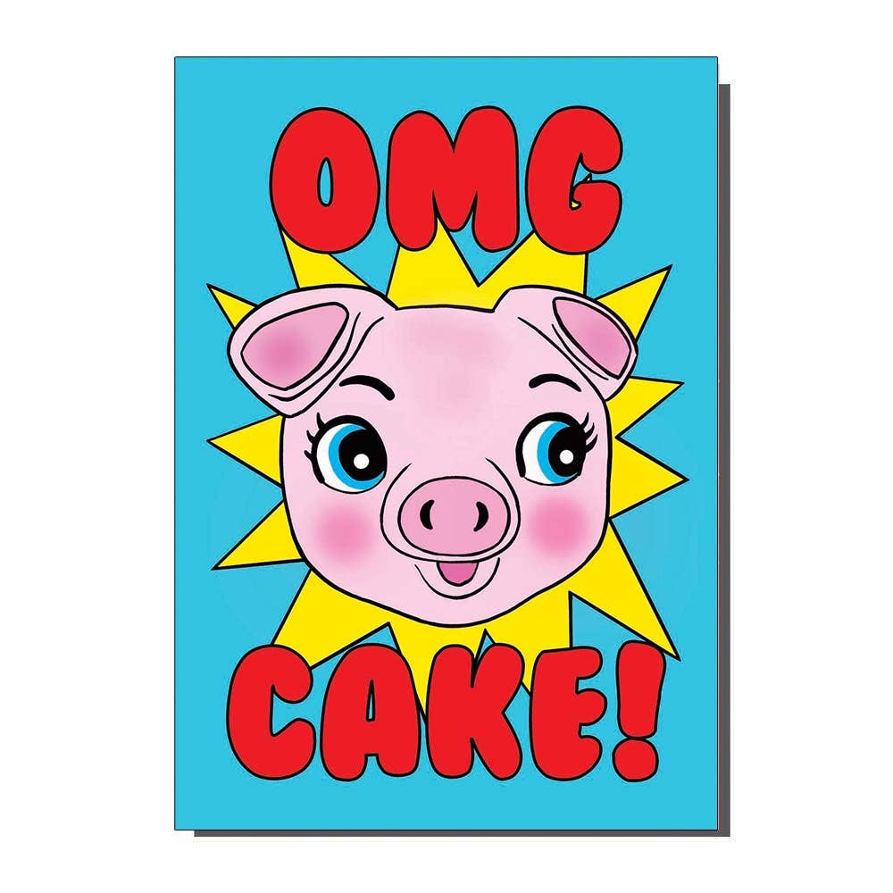 OMG Cake Piggy Inspired Greetings Card