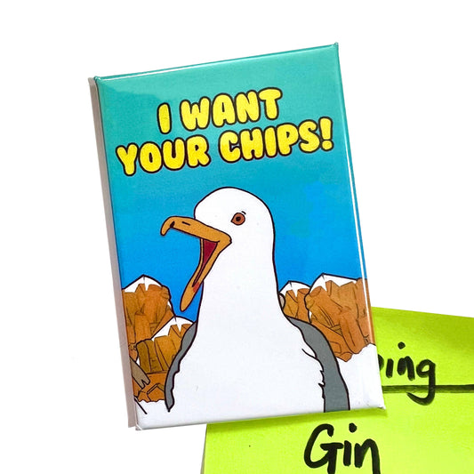 I Want Your Chips Seagull Rectangle Fridge Magnet