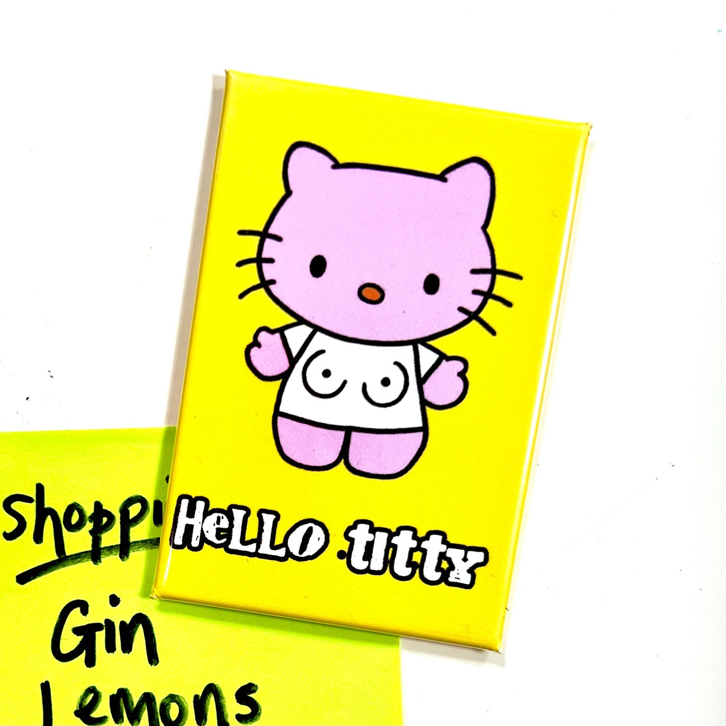 Hello Titty Funny Cat Inspired Fridge Magnet