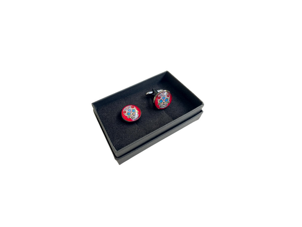 Red Sugar Skull Cufflinks