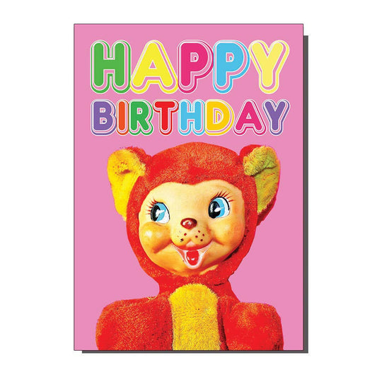 Kitsch Cute Birthday Bear Greetings Card