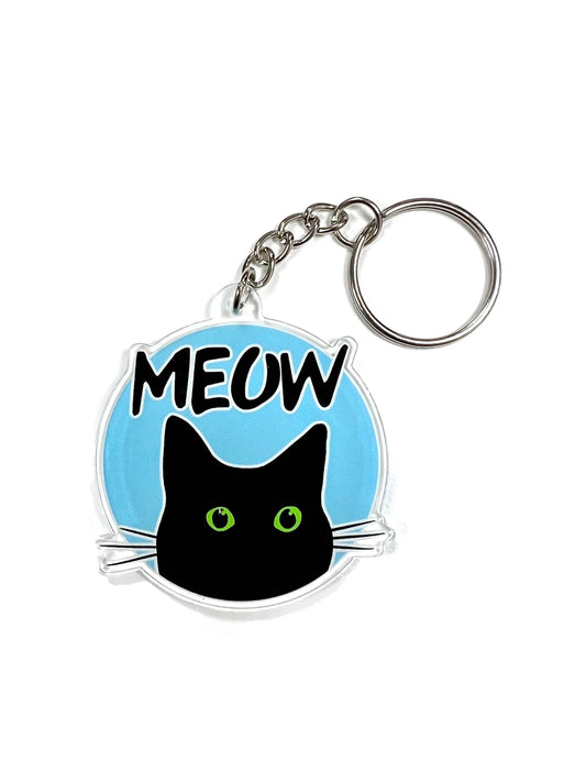 Meow Black Cat Keyring